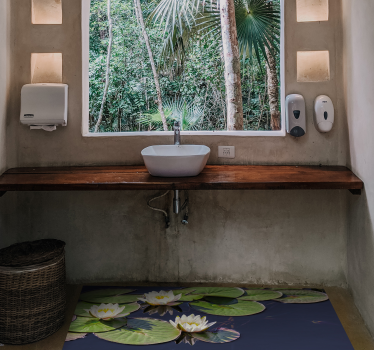 Lotus realistic in pond flower rug - TenStickers