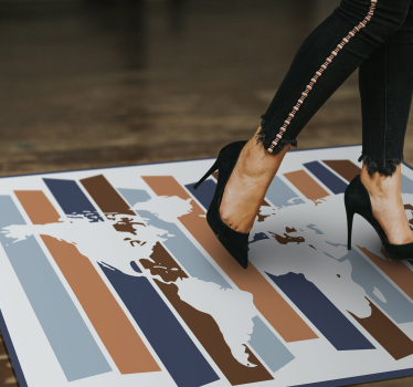 Abstract stripes motif world map vinyl rug - TenStickers