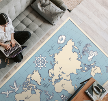 Maritime Global Map world map vinyl rug - TenStickers
