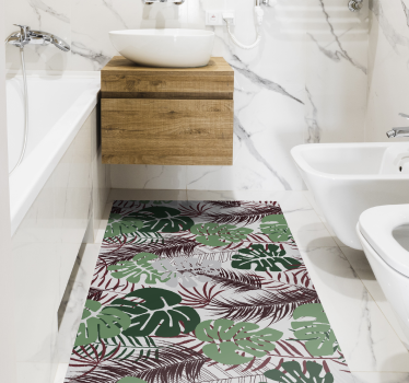 Maroon and Green Monstera Leaves nature carpet - TenStickers