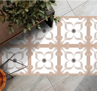 Minimalistic geometric flowers pattern tile mat - TenStickers