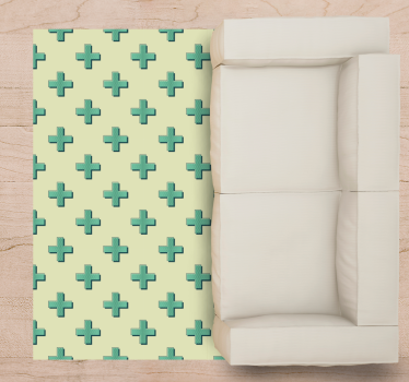 Mint Plus Shapes geometric vinyl rug - TenStickers