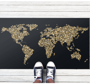 Modern black and gold vinyl map rug - TenStickers
