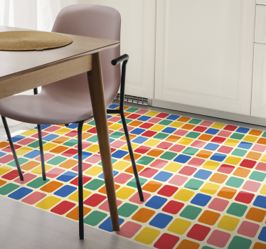 Multi-colour tile squares geometric vinyl rug - TenStickers