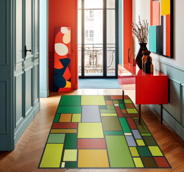 multicolored retro mosaic geometric vinyl rugs - TenStickers
