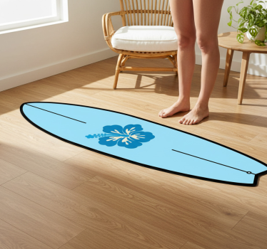 Nature vinyl rug hawaiian floral surfboard - TenStickers