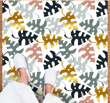 Nature vinyl rug leaf emblem design - TenStickers
