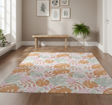 Nature vinyl rug with lush leaf design - TenStickers