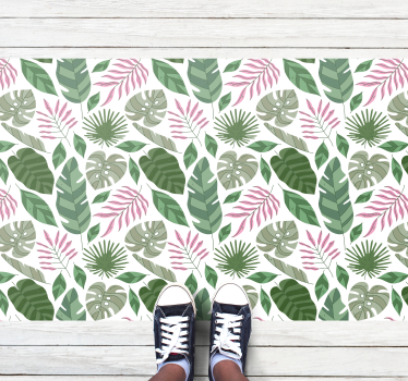 Nature vinyl rug with tropical leaf designs - TenStickers