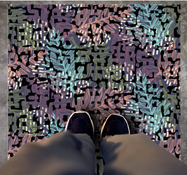 Nature vinyl rug with vibrant leafy design - TenStickers