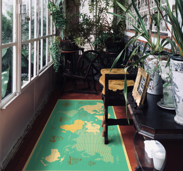 Nautical Exploration Map world map vinyl rug - TenStickers