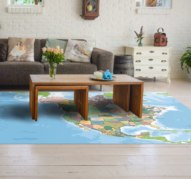 North American map vinyl map rug - TenStickers