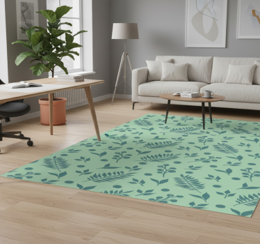 Office vinyl rug green leaves on green - TenStickers