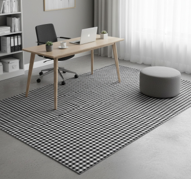 Office vinyl rug in black and white gingham pattern - TenStickers