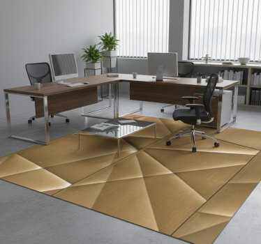 Office vinyl rug with 3d golden polygon design - TenStickers