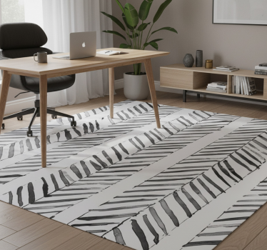 Office vinyl rug with black and white geometric design - TenStickers