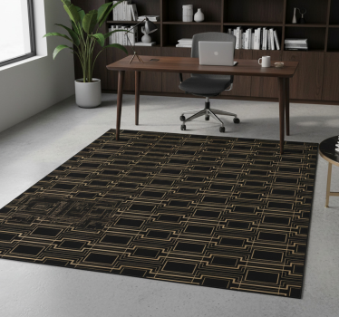 Office vinyl rug with gold frames art decor pattern - TenStickers