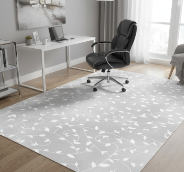 Office vinyl rug with white and silver tree branches - TenStickers