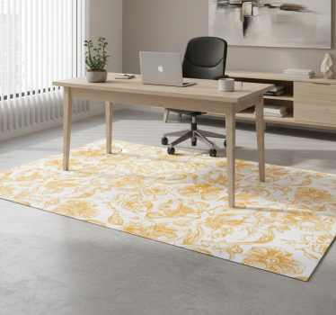 Office vinyl rug with yellow orchid flower pattern - TenStickers