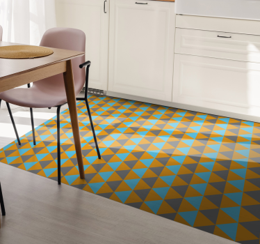 Orange, blue and grey triangles geometric carpets - TenStickers