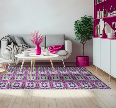 Pink hydraulic tile vintage vinyl carpet - TenStickers