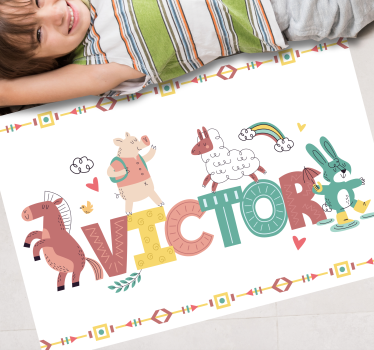 Playful Alphabet Animals custom vinyl rug - TenStickers