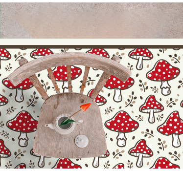 Playful Mushroom Motif nature vinyl rug - TenStickers