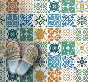 Porcelain colourful pattern kitchen flooring - TenStickers