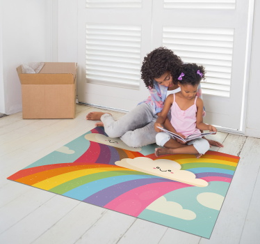 Rainbow in clouds kids vinyl carpet - TenStickers