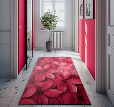 Red Digital Flowers hallway vinyl carpet - TenStickers