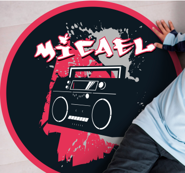 Retro Boombox Theme custom vinyl rug - TenStickers