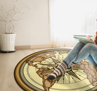 Round vintage world map vinyl carpet - TenStickers