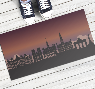 Silhouette Skyline world map vinyl rug - TenStickers