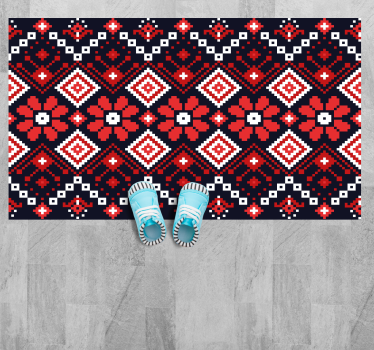 Traditional Floral Pattern world map vinyl rug - TenStickers