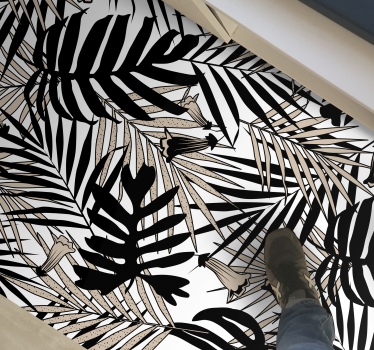 Tropical Leaf Element nature vinyl rug - TenStickers