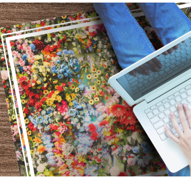 Colorful floral motif nature vinyl rug - TenStickers
