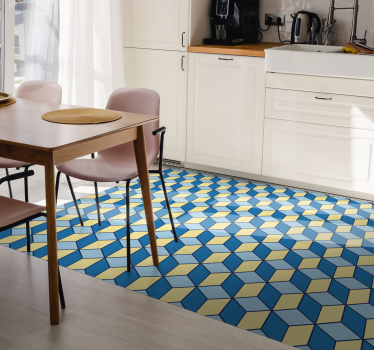 Vinyl rug kitchen 3D effect geometric carpets - TenStickers