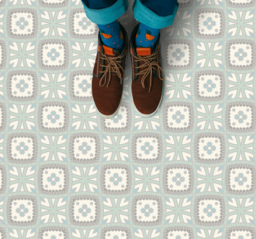 White and light blue classic tile mat - TenStickers