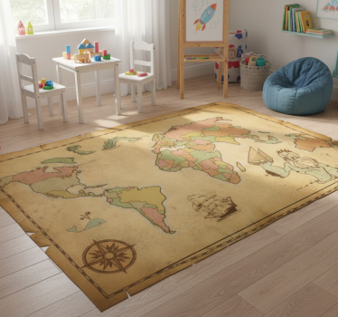 Ancient vintage design world map vinyl rug - TenStickers