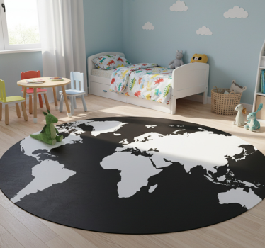 World map vinyl rug circle world map sticker - TenStickers