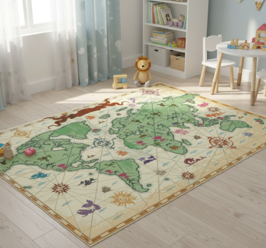 World map vinyl rug classic children's map - TenStickers