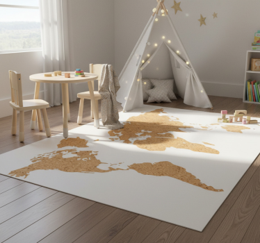 World map vinyl rug cork decorative vinyl map - TenStickers