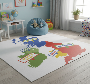 World map vinyl rug colorful great britain - TenStickers