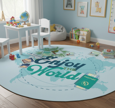 World map vinyl rug explore the globe - TenStickers
