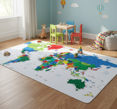 World map vinyl rug full-color world map vinyl rug - TenStickers