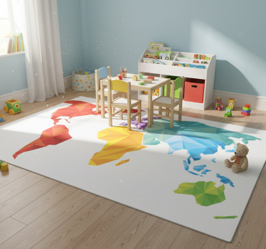 World map vinyl rug geometric wall mural - TenStickers