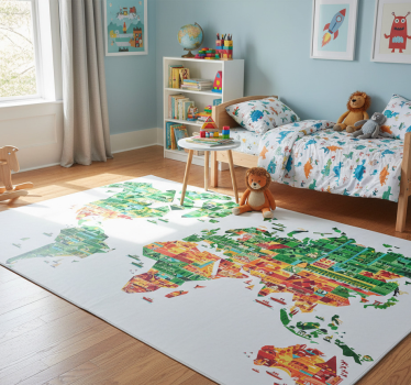 World map vinyl rug with monument patterns - TenStickers