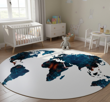World map vinyl rug geometrical world map design - TenStickers