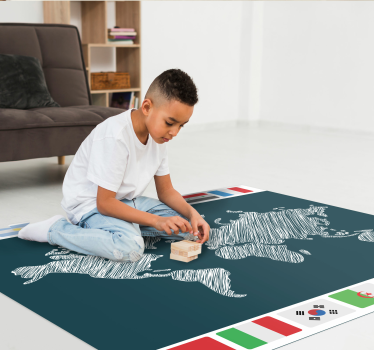 World map vinyl rug global map artwork - TenStickers