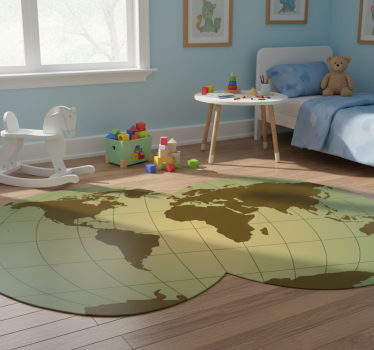 World map vinyl rug with green sphere design - TenStickers